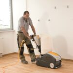 Dust free floor sanding machine in use