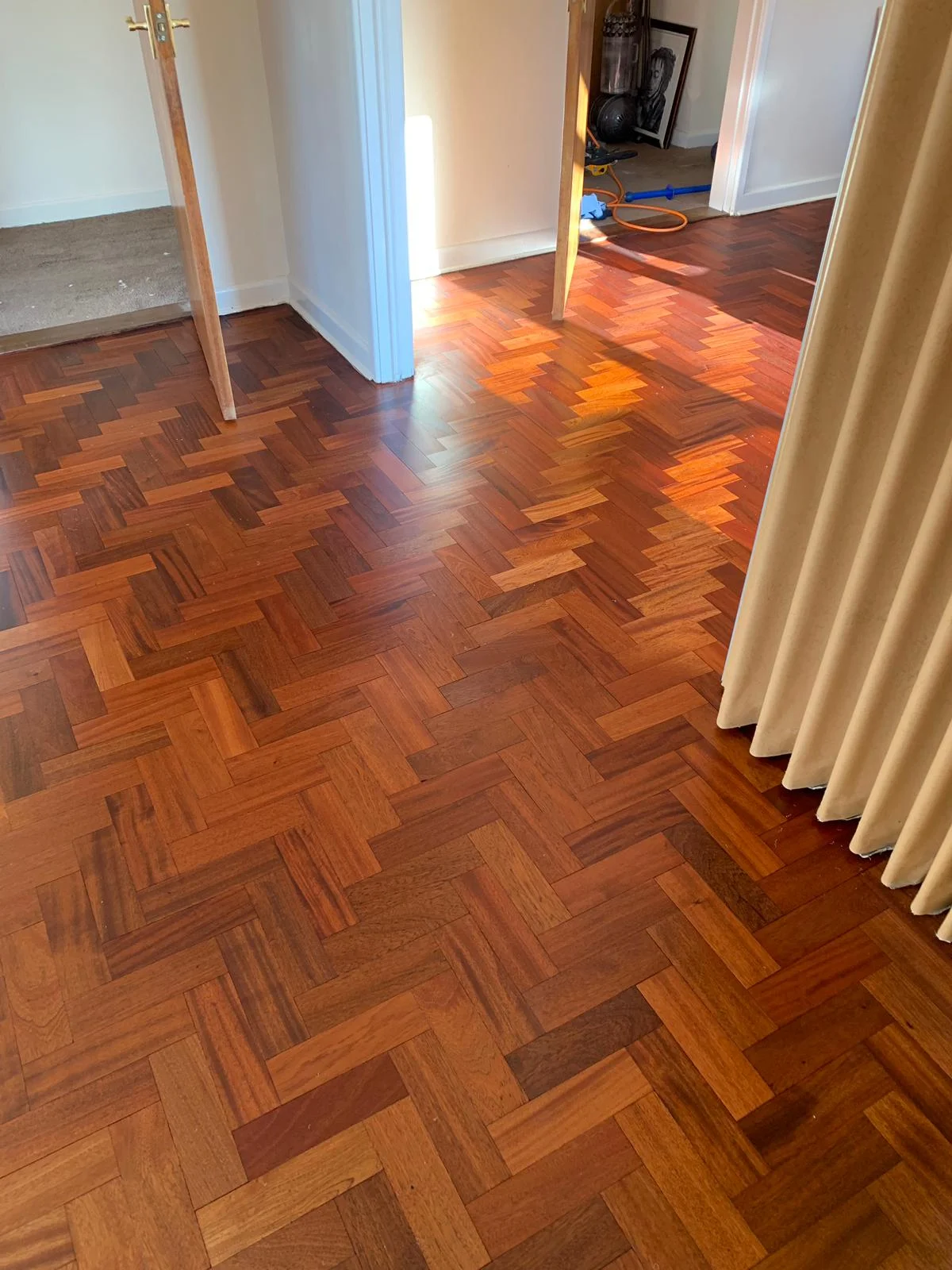 wood floor restored after pet urine damage